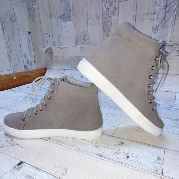 Guilty Soles Jenna Grey Vegan Suede High Top Sneaker - Picture 2 of 5